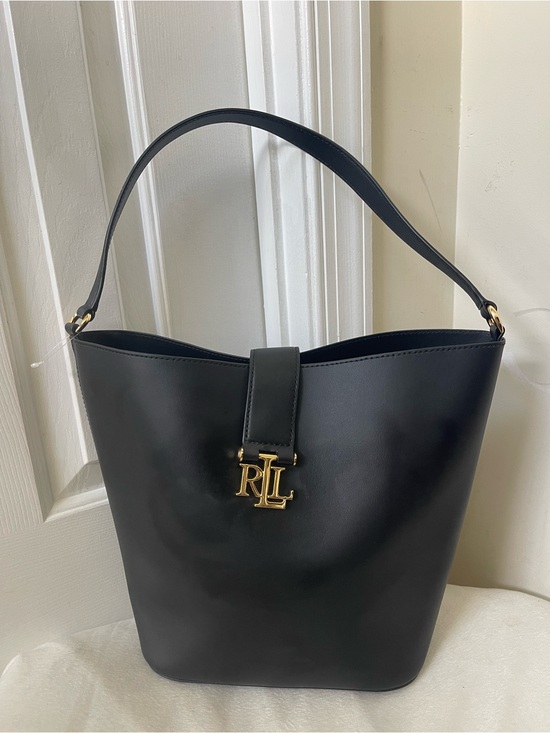 Ralph Lauren Handbags - Ralph Lauren Black Bucket Shoulder Bag with Gold RL Logo